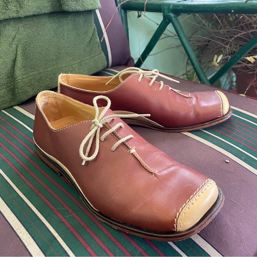 Brown and tan oxfords